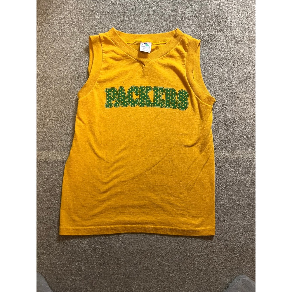 Vintage Augusta Sportswear Green Bay Packers Yellow Sleeveless Tank Top Girls M